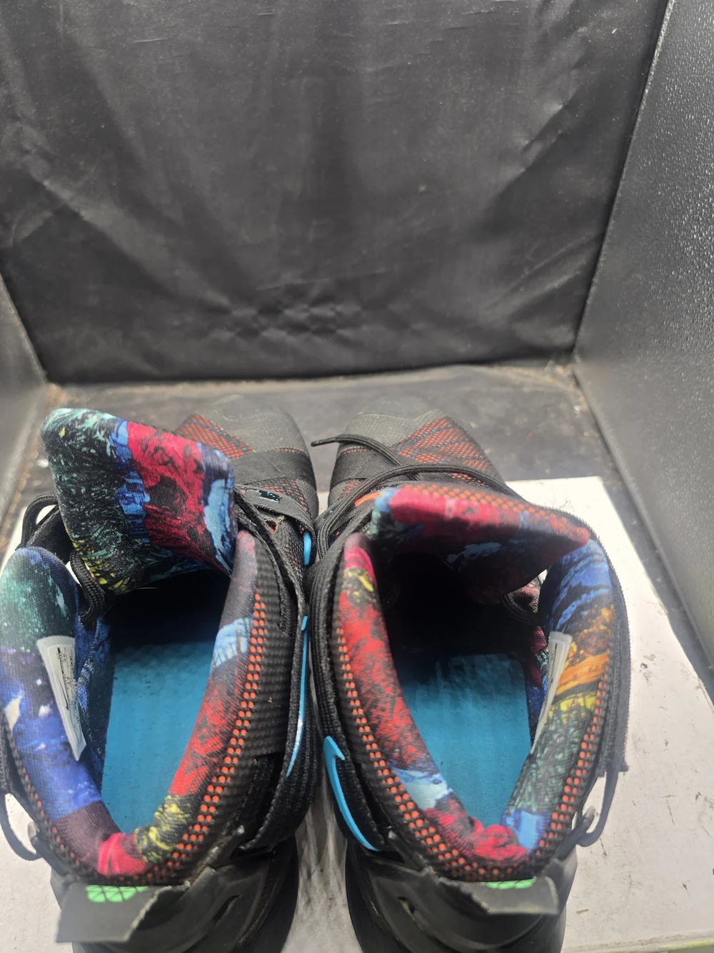 Nike Men's Athletic High-Top Sneakers in Black and Red with Blue Accents